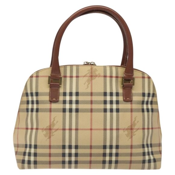 BURBERRY Nova Check Hand Bag PVC Beige Auth 115924 - Picture 3 of 16